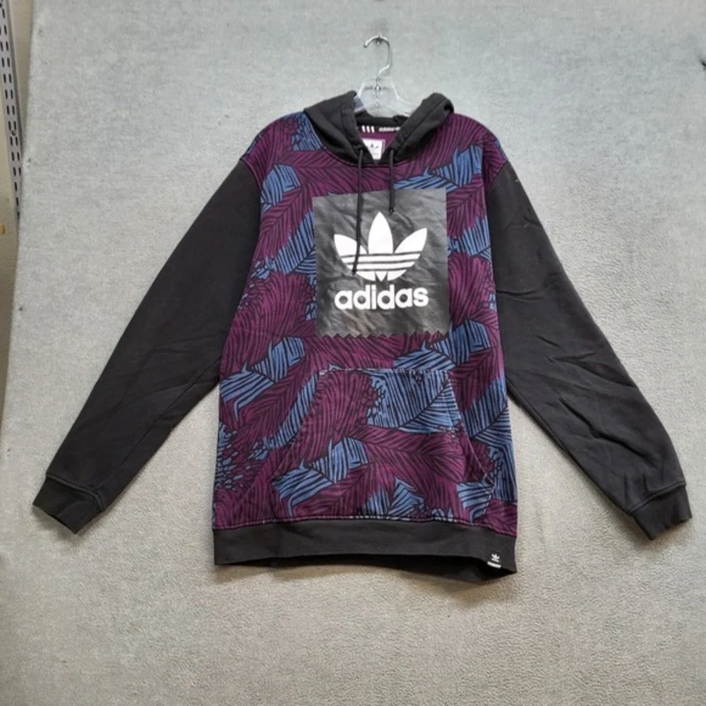 Adidas‎ Originals Men Sweatshirt Large Black Colorblock Trefoil Logo Skateboard